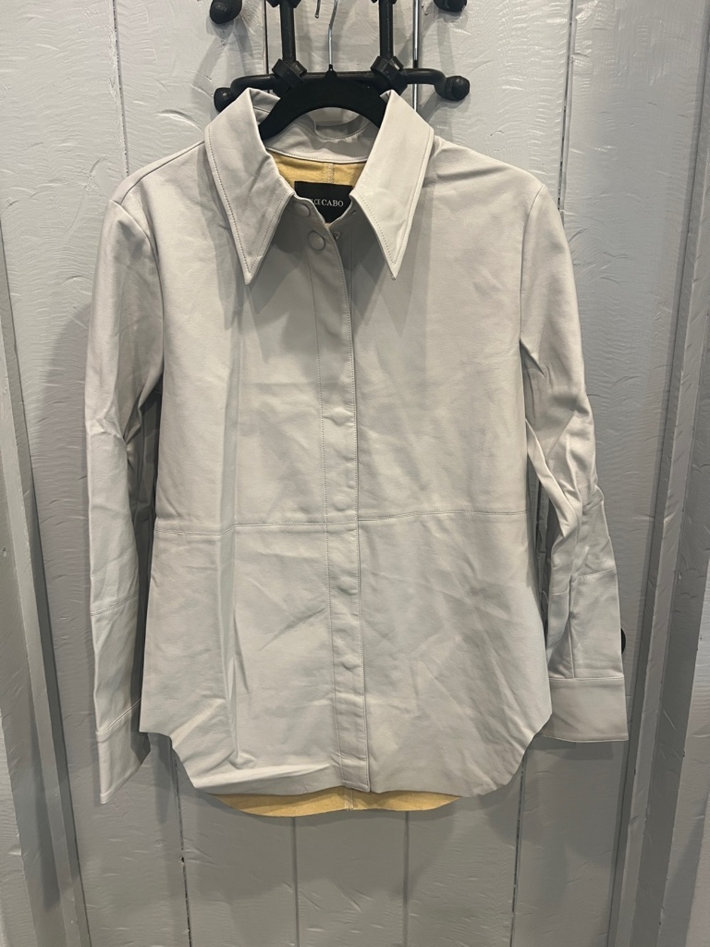 Dolce Cabo Light Grey Vegan Leather Shirt NWOT